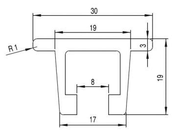 40mm C PROFİL İÇİN ALÜMİNYUM PROFİL/SİLVER ANODIZED ALUMINIUM PROFILE FOR GUIDES