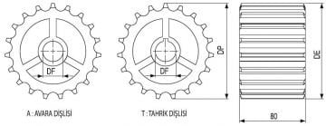 325 ÇİFT MENTEŞELİ ASETAL VE PASLANMAZ BANT TEK PARÇA / DRIVE SPROCKETS