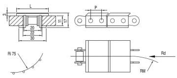 1843 ASETAL ZİNCİR BANT/  PLATE TOP CHAINS WITH BASE ROLLER CHAINS