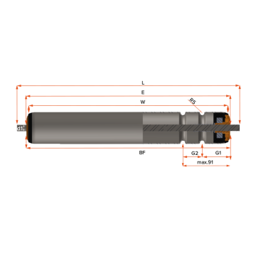 3240 Serisi Yuvarlak Kayış Tahrikli Konveyör Rulosu / Double Grooved Conveyor Roller Series